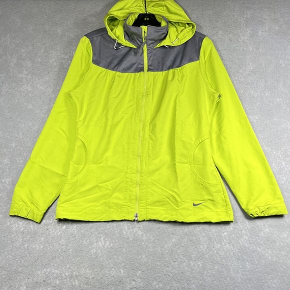 VTG NIKE SPORTSWEAR SHELL HOODIE GOLF JACKET WOMEN’S SMALL NEON GREEN 416434-369 - Picture 1 of 9